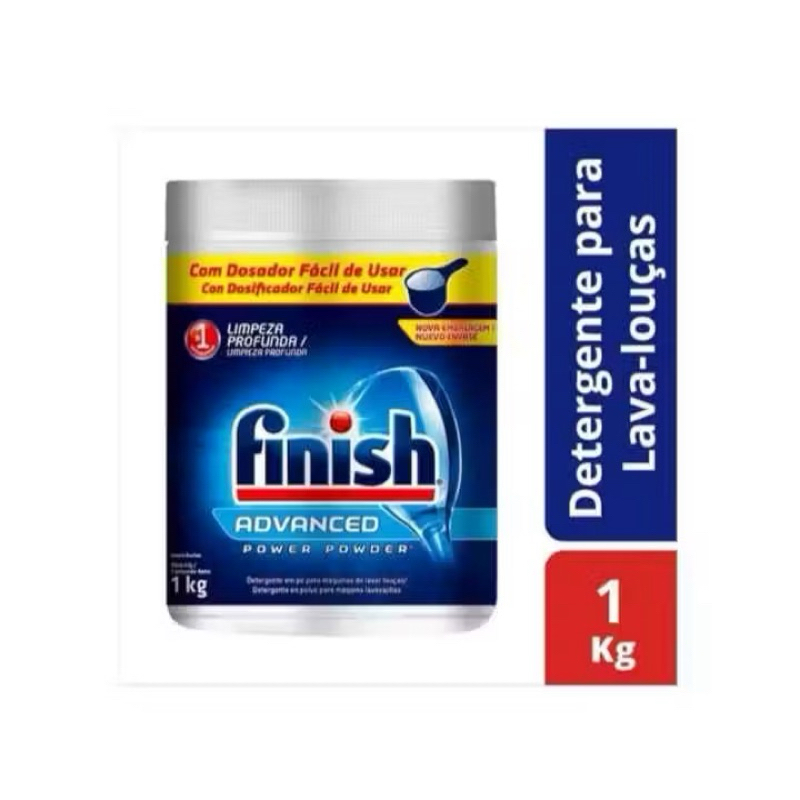Finish Advanced Detergente em Pó 1kg - Limpeza Profunda, Brilho Duradouro, Compatível com Todas as Marcas