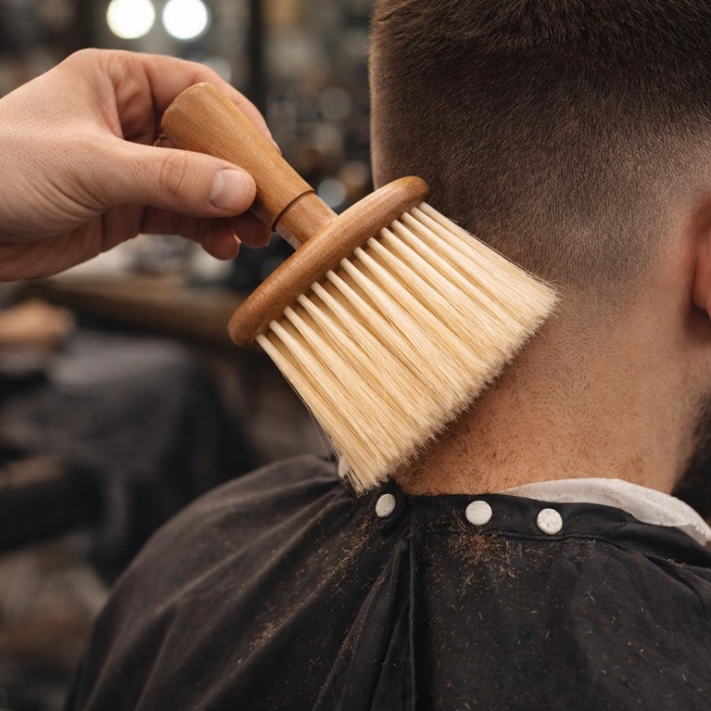 Espanador Para Barbearia Pincel Barbeiro Cabeleireiro Bege Barbearia Remove Resto de Pelos Cabelos Barba