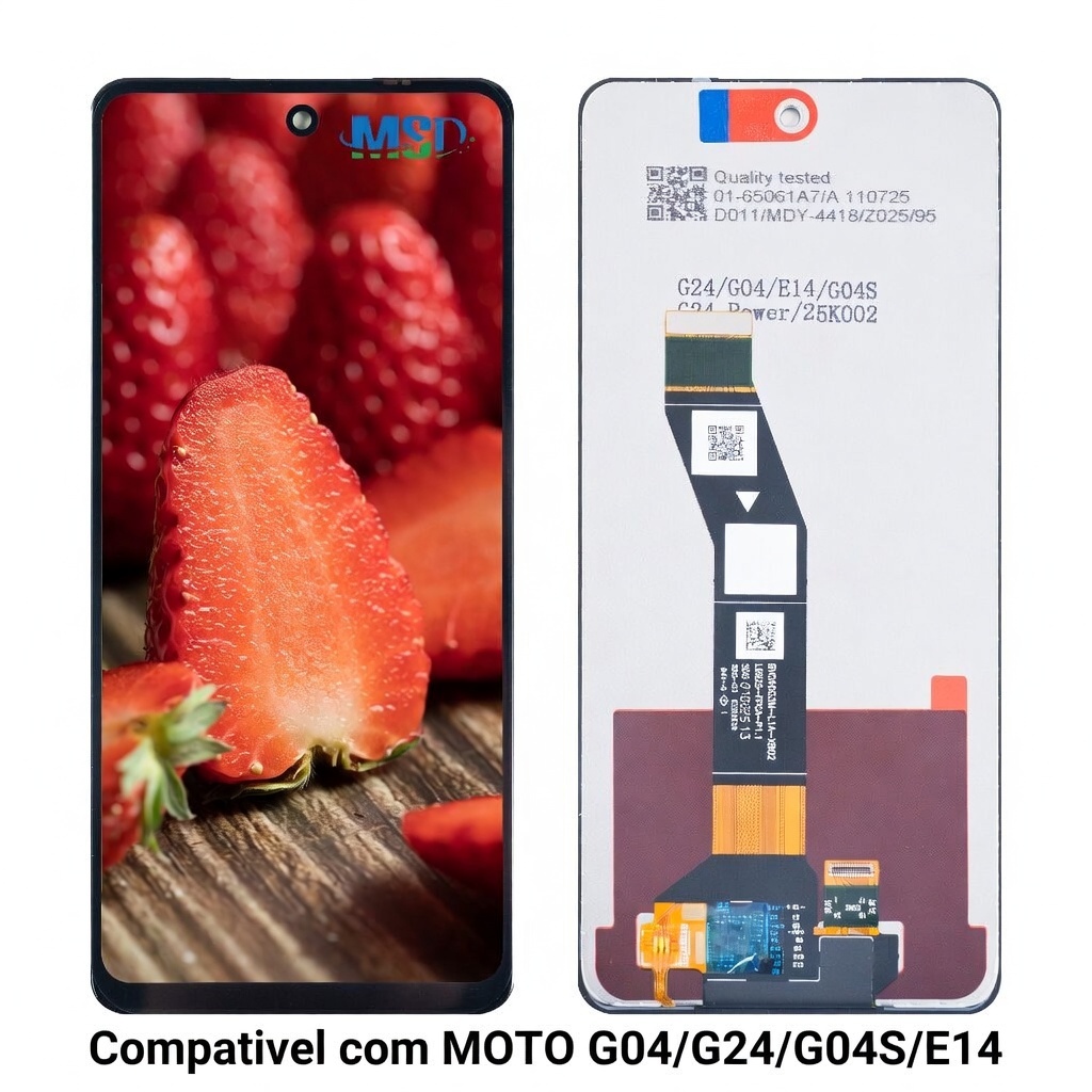 Frontal Tela Display Touch LCD Universal para MOTO G04/G24/G04S/E14 Preto