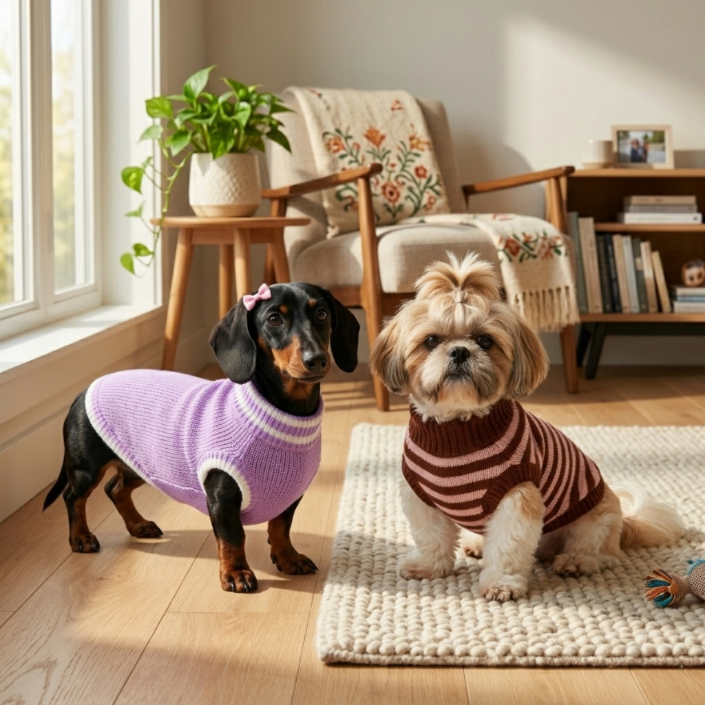 Roupa Cachorro Inverno Tricot Casaco Lã Confortável Pet Frio Quentinho Dachshund Shitzu Bulldog Gato