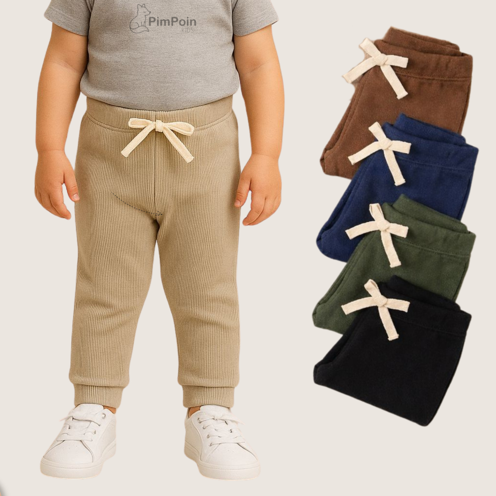 Kit Calça Jogger Infantil Sortida Unissex  Canelada Algodão com Elastano