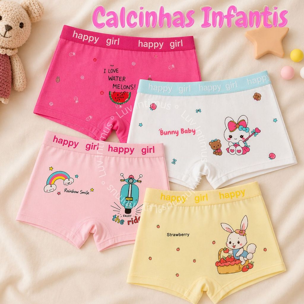 Kit 10,8,5 ou 3 Calcinhas Infantil Shortinho Macio e Respirável