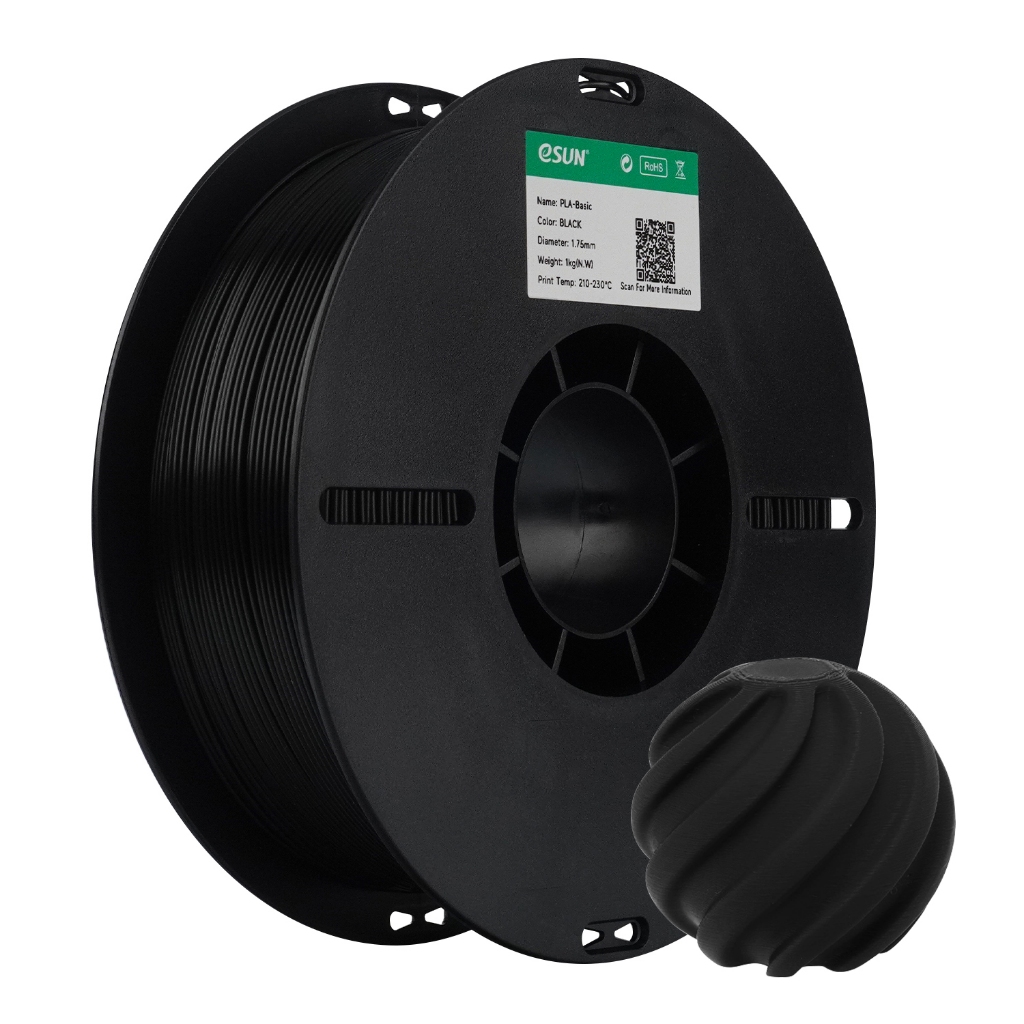 Filamento PLA ESUN para Impressora 3D - Cor Preto 1kg - 1,75mm