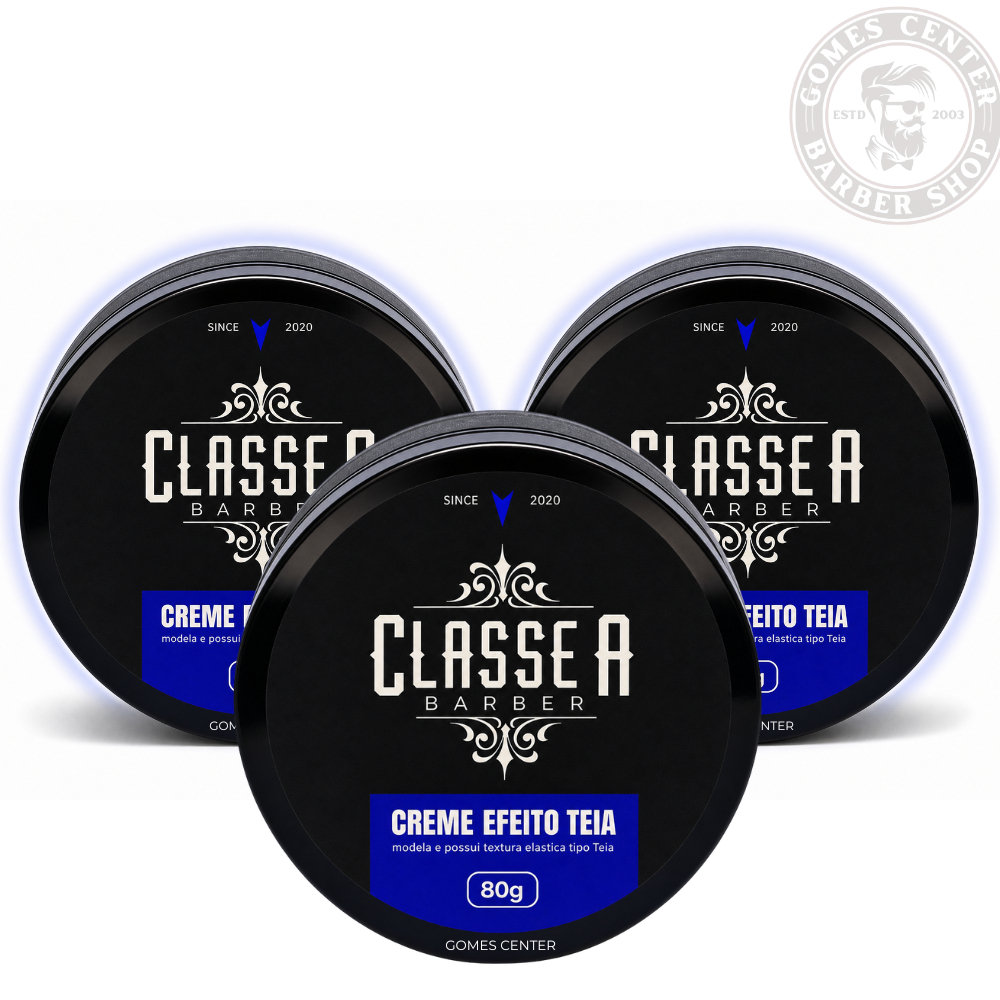 Kit 3 Pomadas Efeito Teia 80g cada Classe A - Fixação e Hidratação Profissional Barbearia Fox