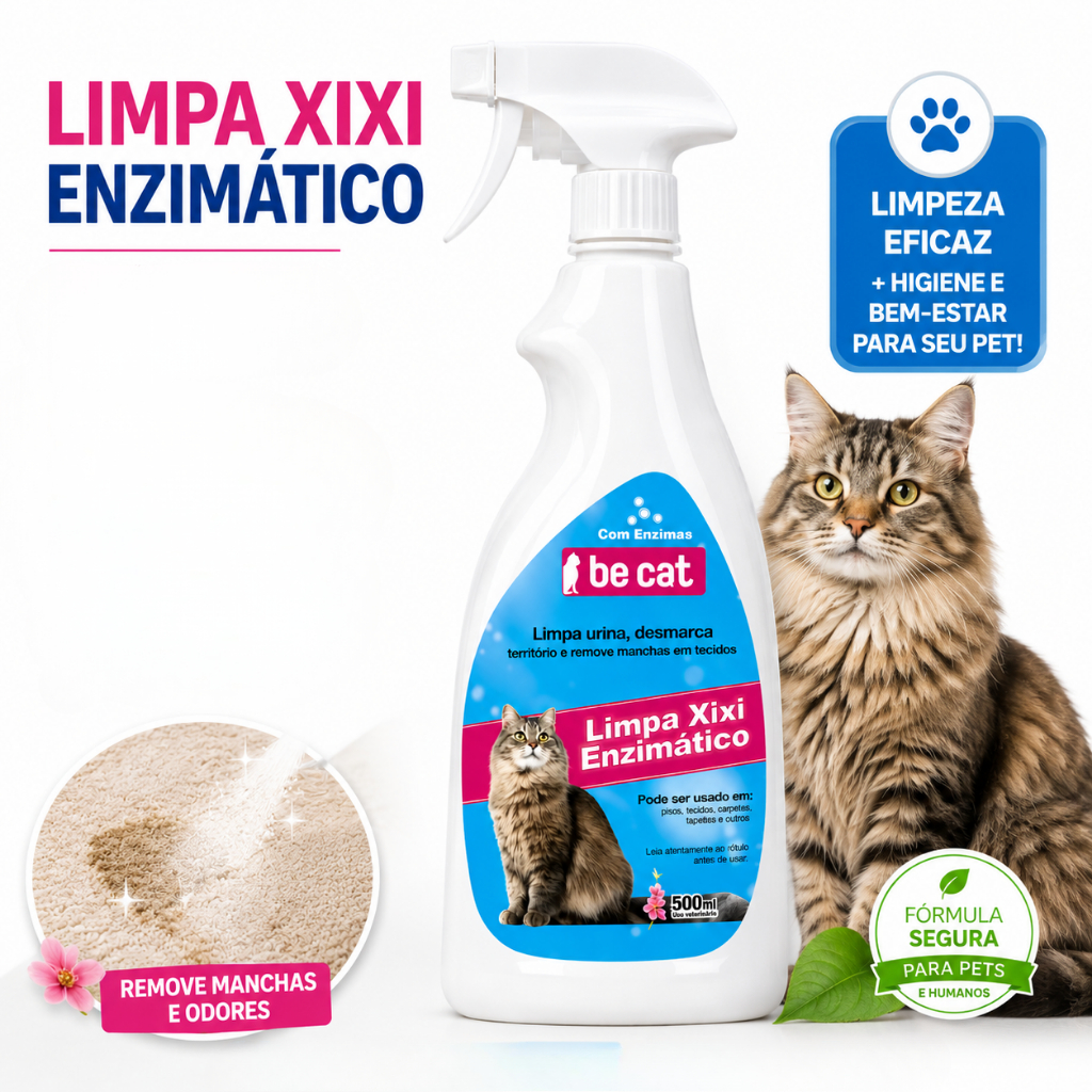 Limpa Xixi Enzimático para Cães e Gatos Desmarca Território Remove Odor e Manchas Be Cat