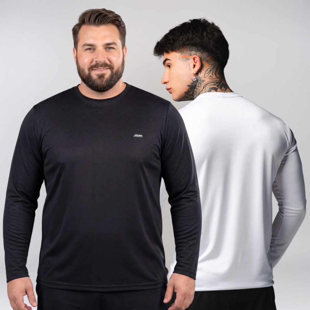 Camiseta Plus Size Masculina Manga Longa Térmica Proteção Uv