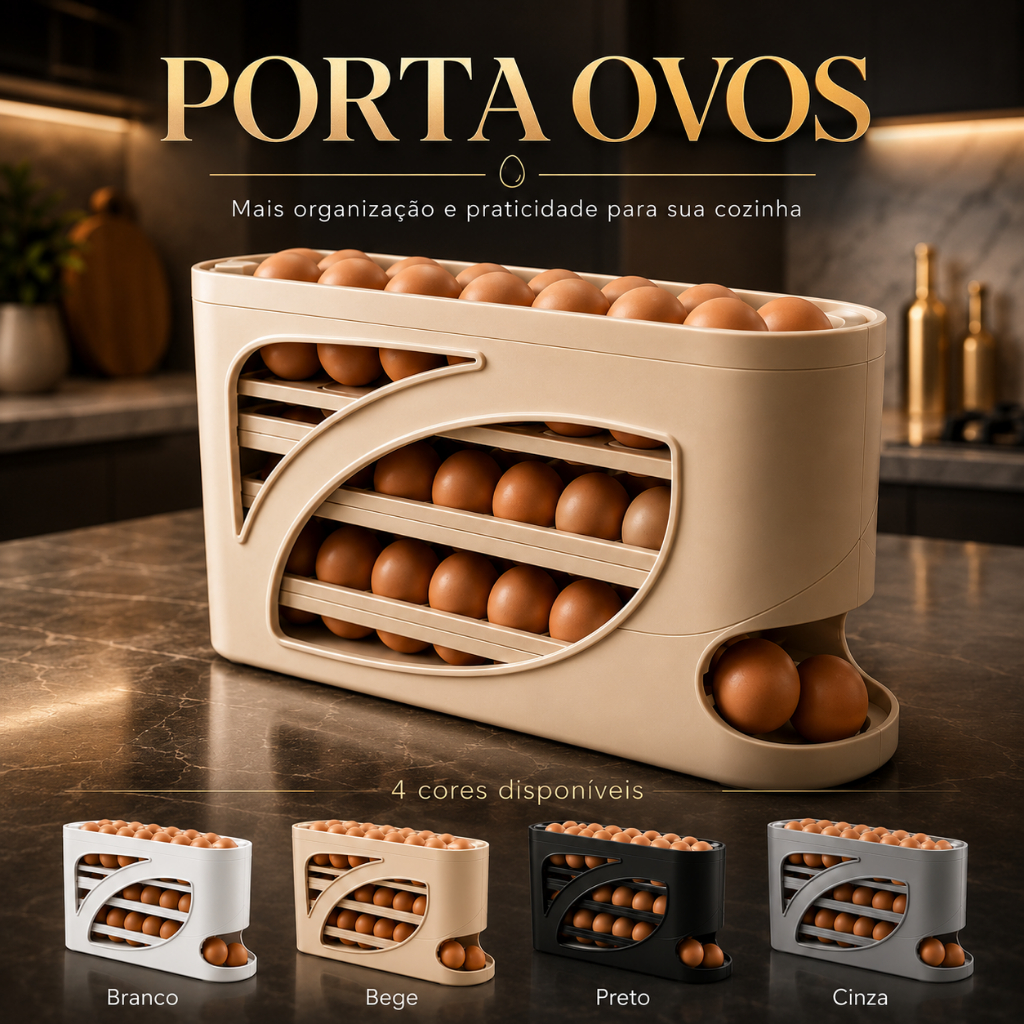 Porta Ovos Deslizante Organizador Para Geladeira De 4 Camadas Automática Rolantes