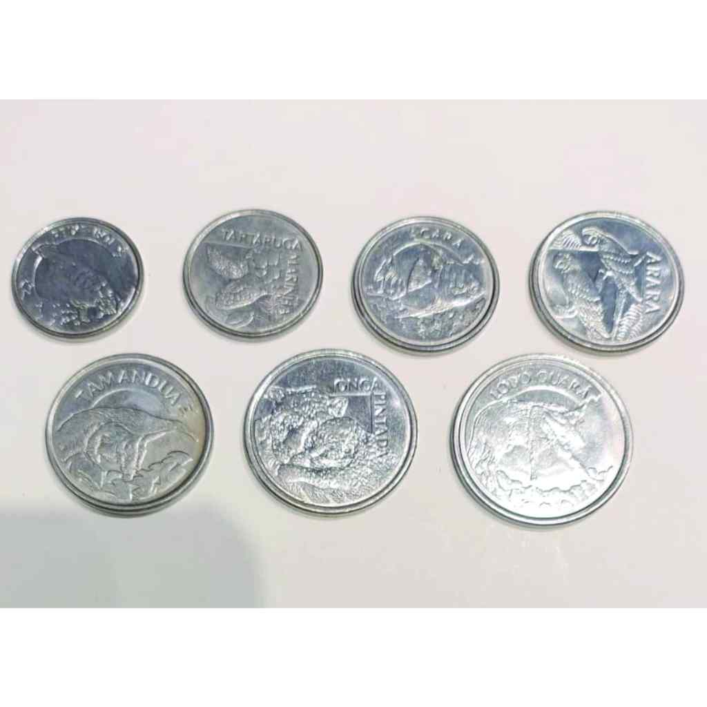 conjunto com 7 moedas da fauna brasileira - serie