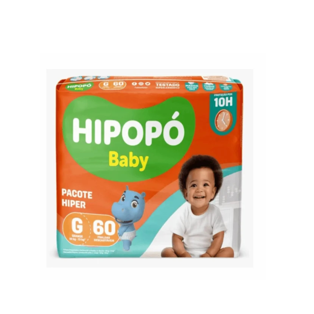 Fralda Hipopó Baby Mega Pacotão P-90 M-70 G-60 XG-60 XG-50 PACOTE HIPER