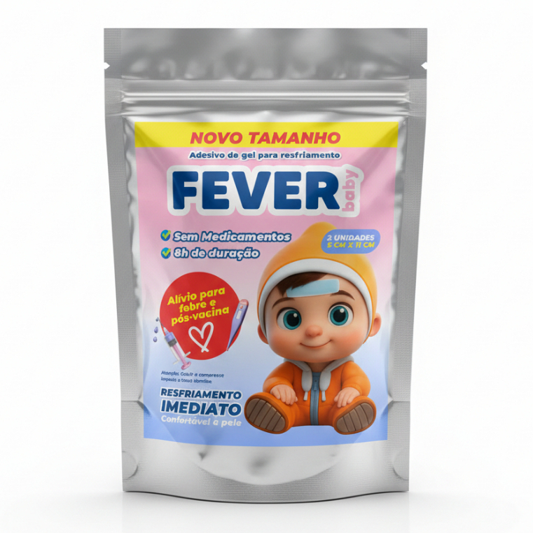 Adesivo FeverBaby – Alívio Geladinho para Febre e Pós-Vacina - Novo Tamanho: 5x11cm
