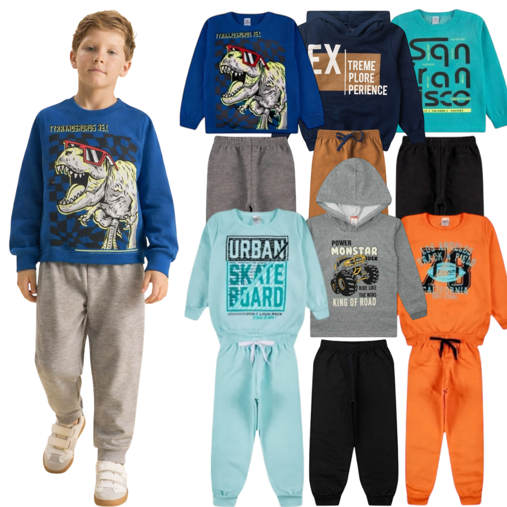 Conjunto Moletom Infantil Menino Kit 6 peças