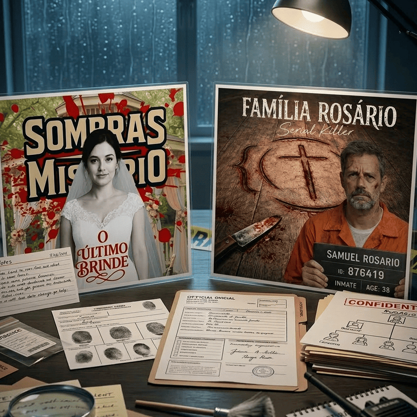 Kit 02 Jogos Detetive Avançado Sombras do Mistério Caso O Último Brinde & Caso Família Rosário Kit Investigativo