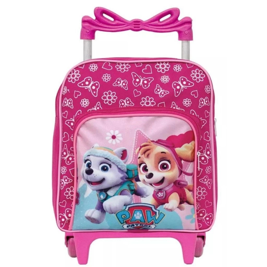 Mochila Escolar De Rodinha Infantil Bolsa Creche Pequena Personagem Patrulha Menina Rosa