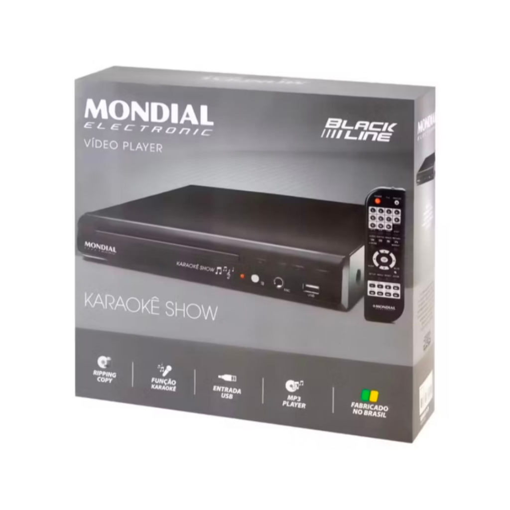 DVD Player D-20 Mondial Com Karaokê USB MP3 Saída AV Bivolt