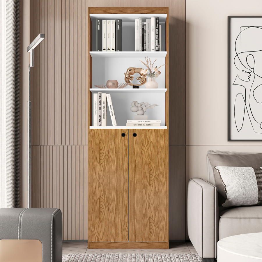 ENVIO FULL Estante p/ Livros Armario Organizador Multiuso 2 portas 5 prateleiras Livreiro Gold Luxo