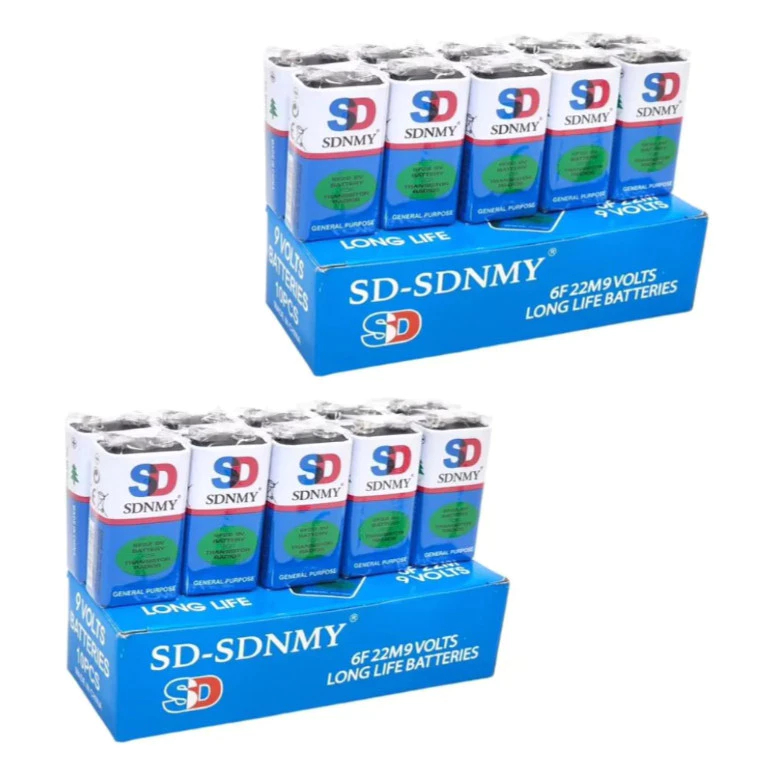 Kit 2 Packs Com 10 Unidades De Baterias 9V 6F22 Alta Durabilidade Sd-sdnmy