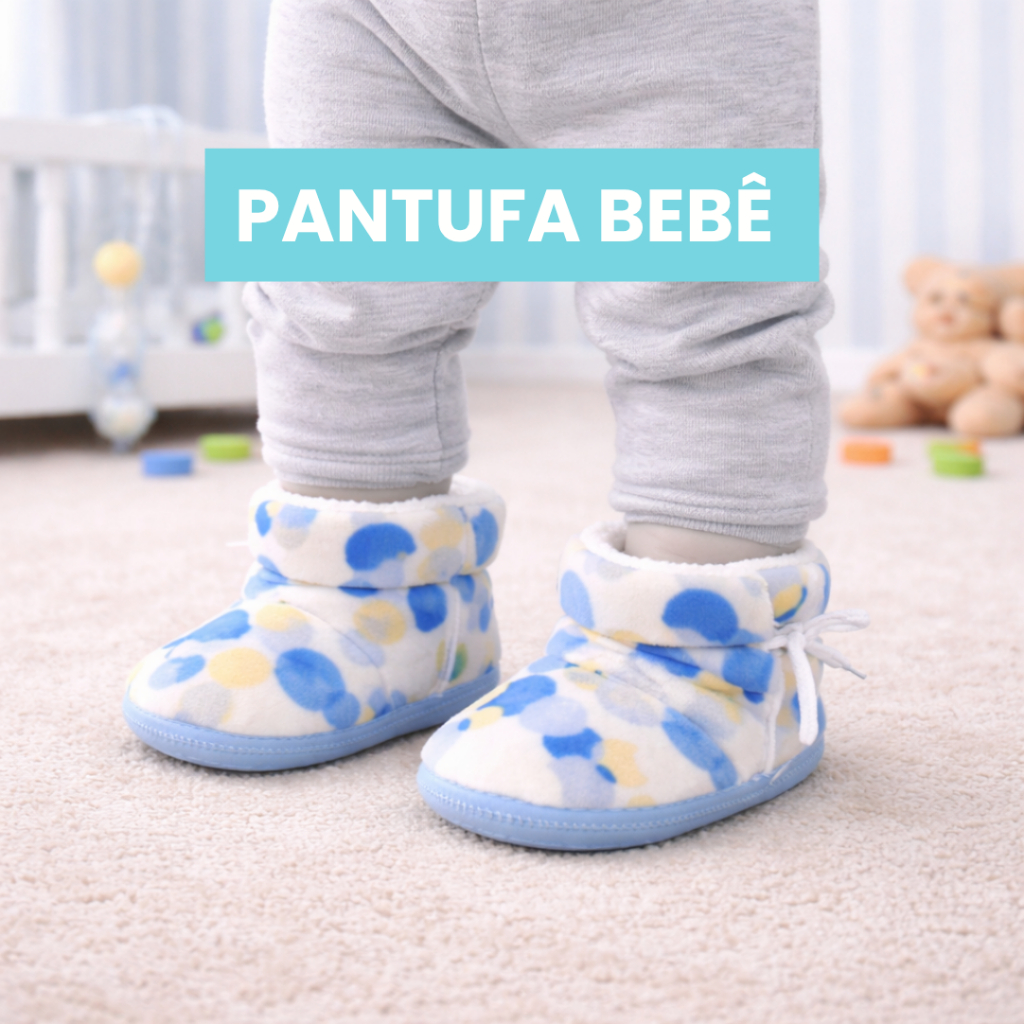 Pantufa Botinha Bebê Menino Estampado Inverno
