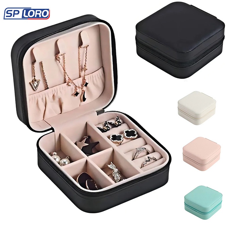 Porta Jóias Portátil Mini Maleta Estojo Organizador Brincos Bijuterias Colares Anéis ST-706