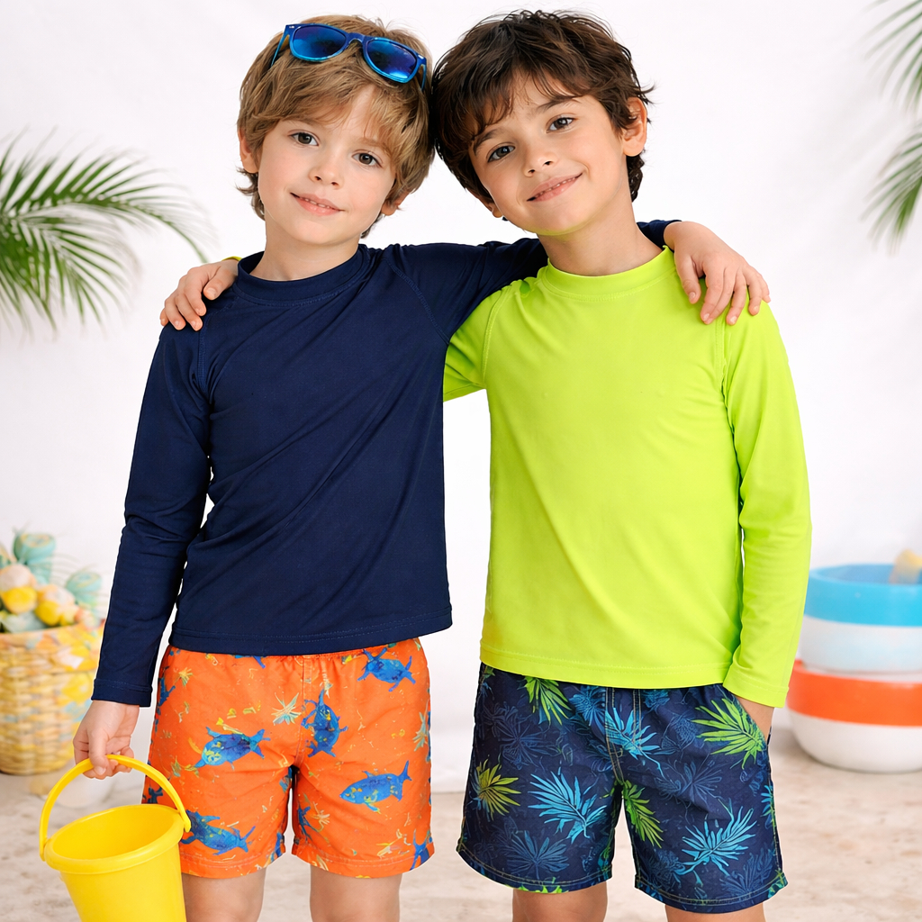 Kit 2 Blusas Térmicas UV50+ Infantil Juvenil Proteção Solar Praia Menino Menina