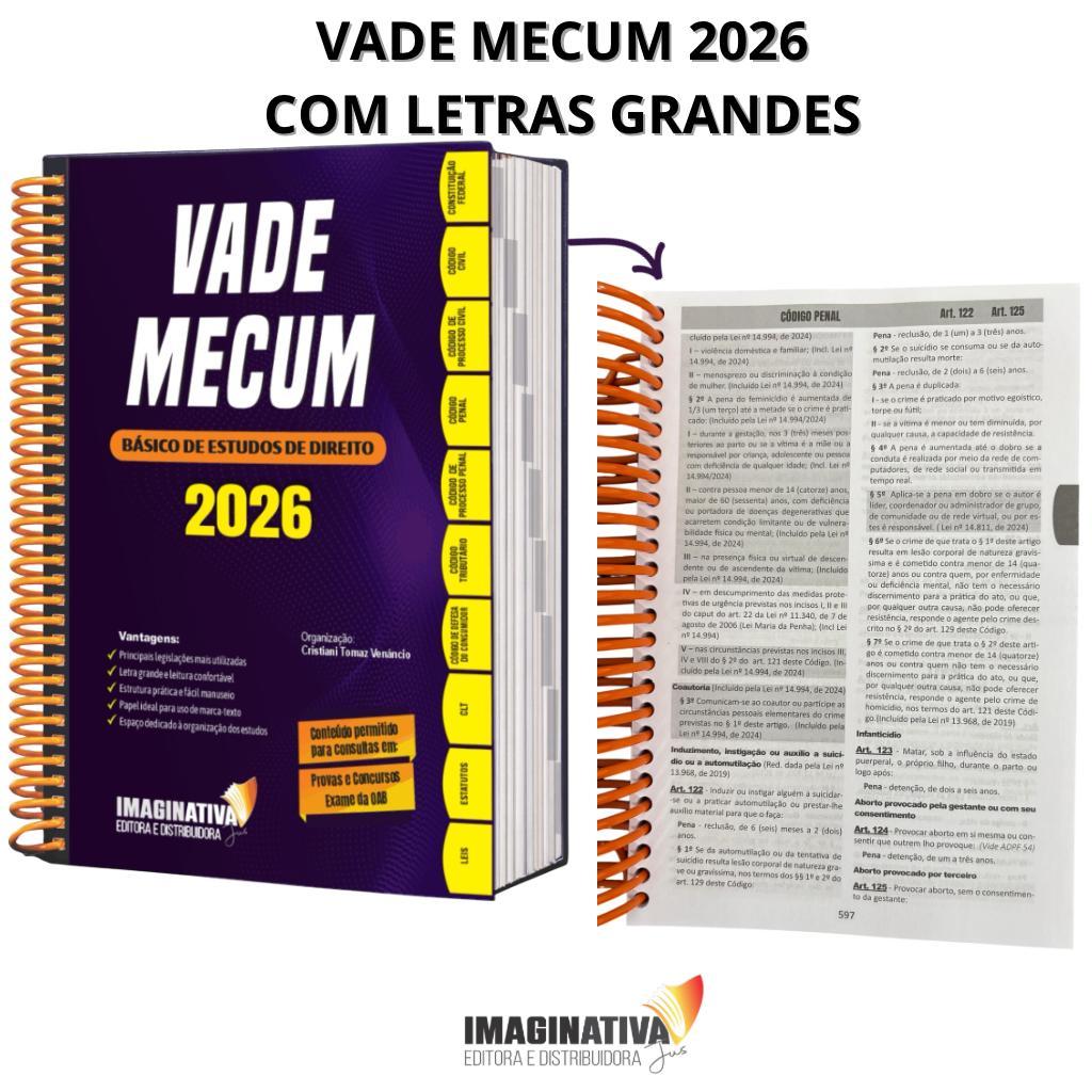 Vade Mecum 2026 - Básico de Estudos de Direito | Com letras grandes