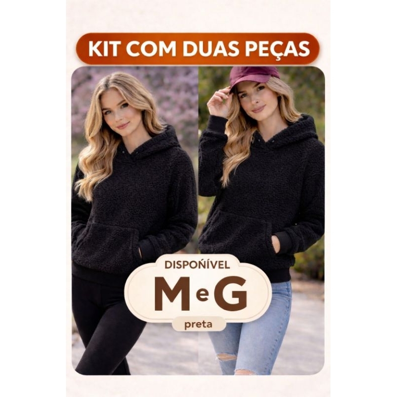🧸 Blusa de Frio Feminina Sherpa com Capuz – Super Quentinha e Confortável