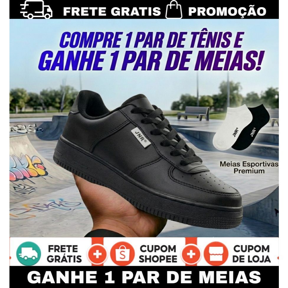 Tênis Masculino Casual Unissex Confortável Versátil 34-43 meia de brinde