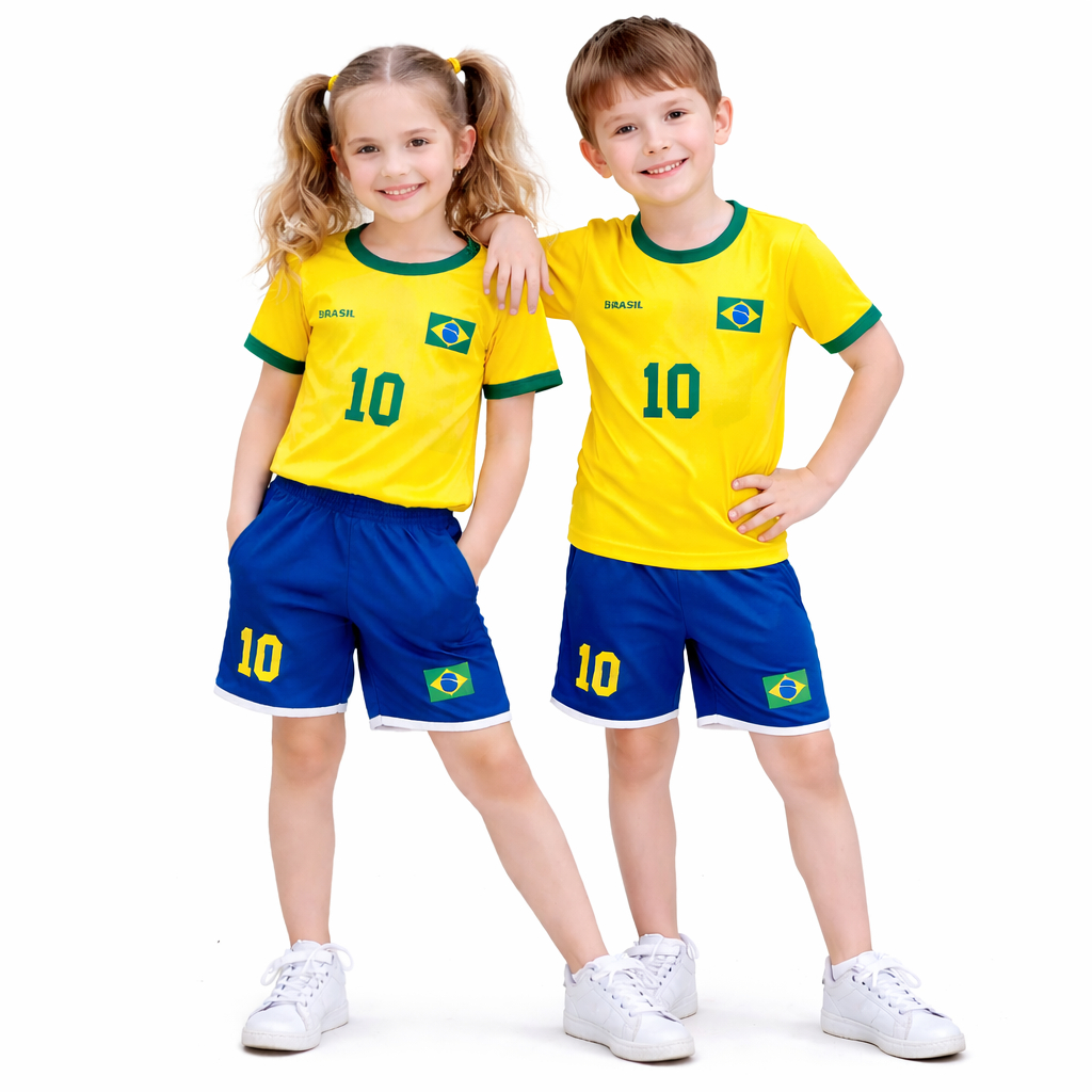 Conjunto Infantil Brasil Unissex Camiseta + Shorts