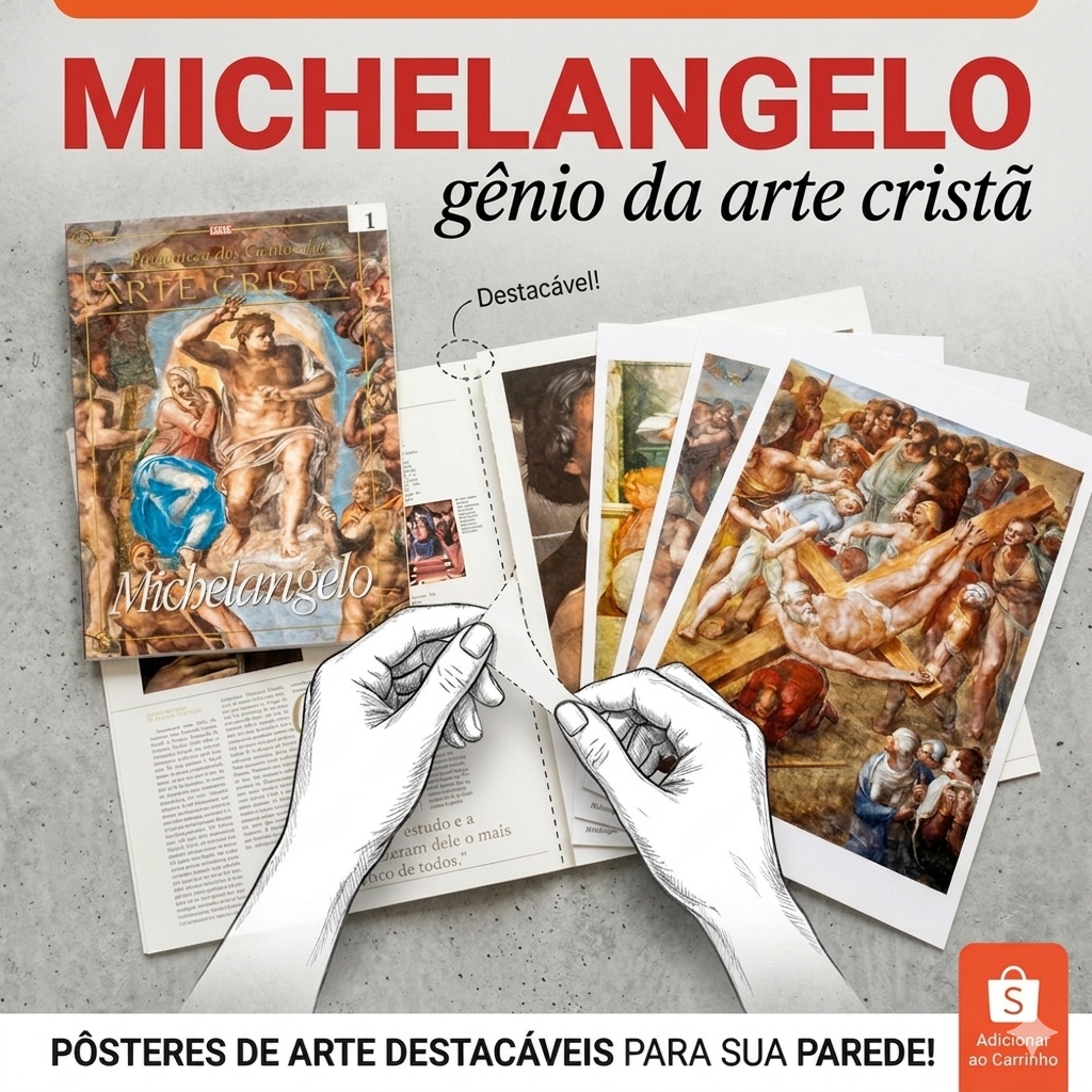 Livro "MICHELANGELO' - Coleção Pinacoteca dos Gênios da Arte Cristã [Inclui pôsteres destacáveis]