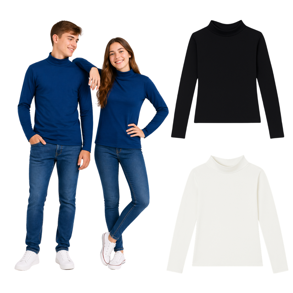 Blusa Gola Alta Segunda Pele Térmica Peluciada Juvenil e Infantil para o Frio 10 ao 16