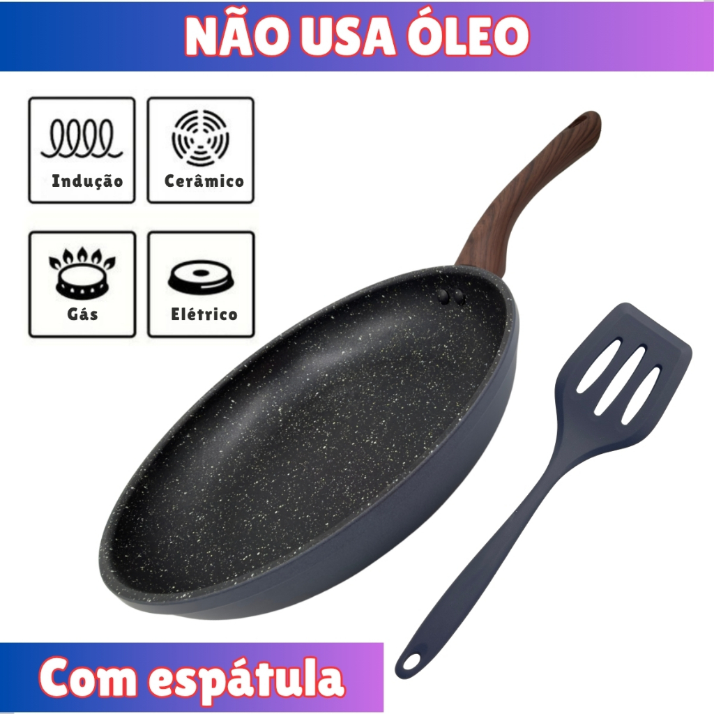 Frigideira Antiaderente Indução Cerâmica Premium Todos Fogões Cabo Térmico Não Gruda