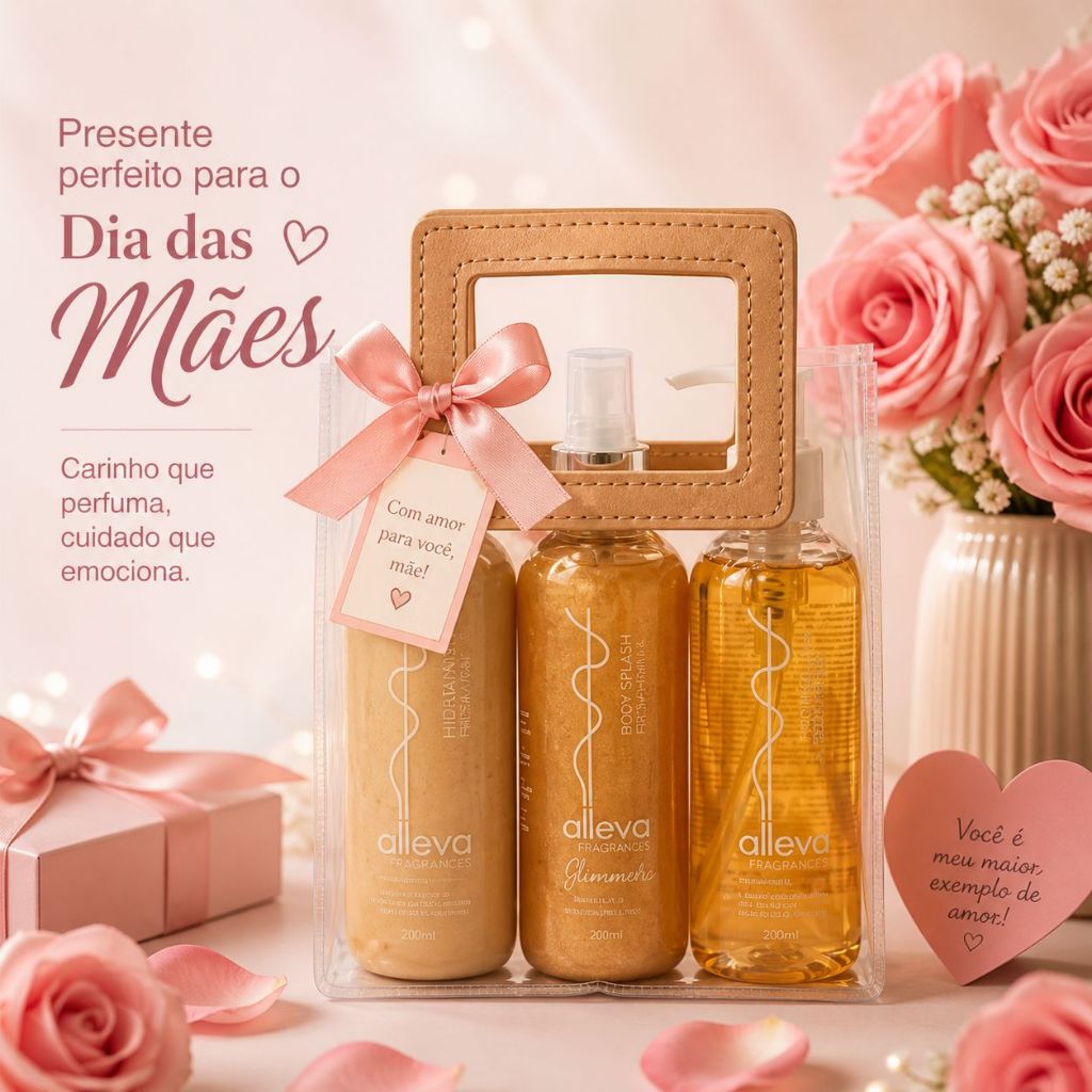 Kit Presente Vanilla Alleva Body Splash hidratante e Sabonete 200ml com Sacolinha
