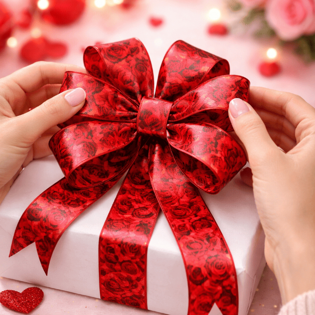 FITA  PLASTICA DECORADA PARA LAÇOS 32MM- EMBALAGENS -FLORES-PRESENTES -AMOR -NAMORADOS