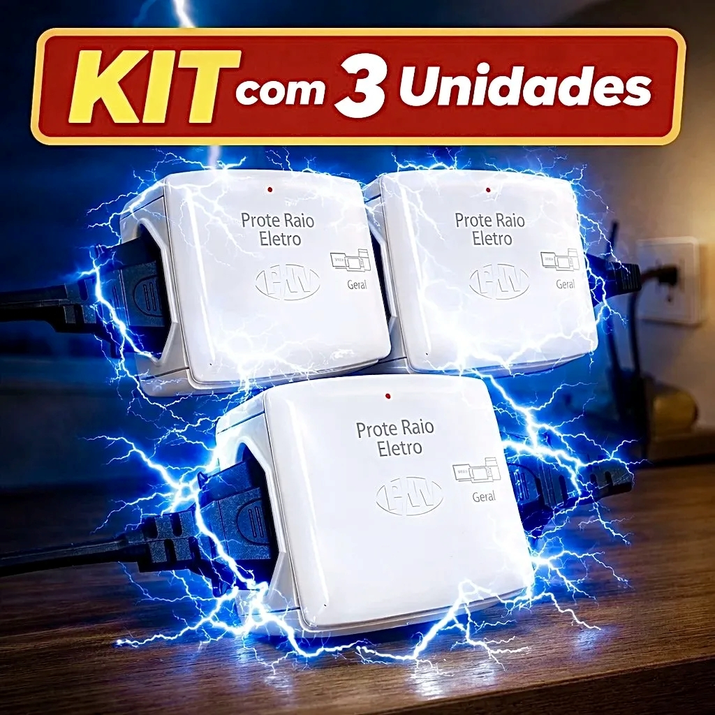 Kit 3un Protetor Contra Raios surtos picos - alta tensão -  Eletro