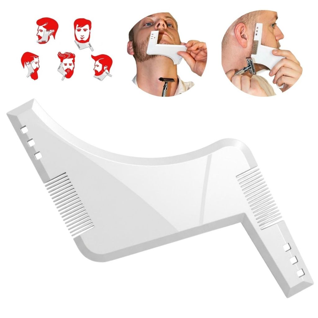 Pente Modelador de Barba Transparente Ajustável Contorno Costeletas Bigode Plástico Snel Home