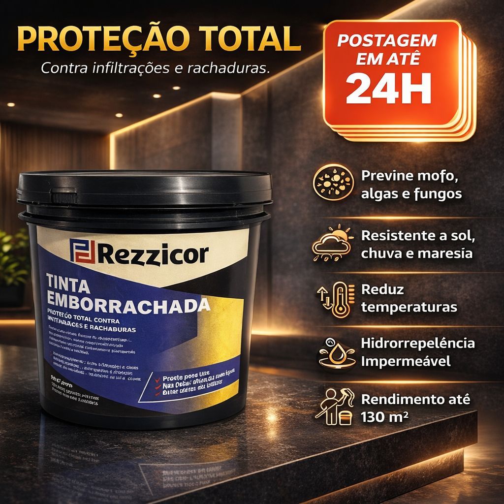 Tinta Borracha 4kg/18kg Líquida Rezzicor - Reboco - Laje - Casa Paredes Super Proteção Impermeável Envio 24H