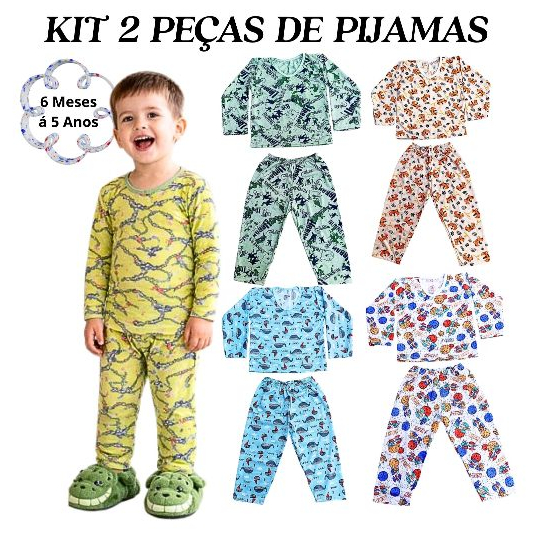 Kit 2 Peças Pijama Menino Infantil Inverno - 1 Blusa e 1 Calça - ENVIO IMEDIATO