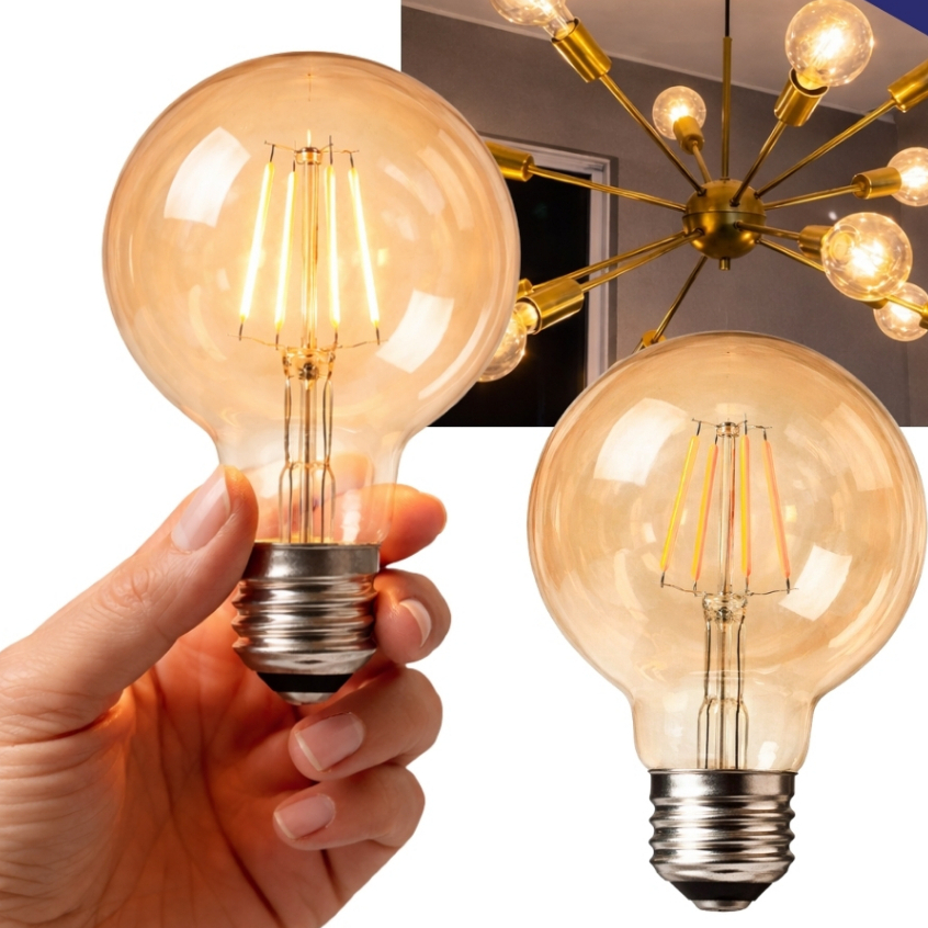 Lâmpada LED Filamento Vintage Luz Quente 2200K E27 Retrô 4W Bivolt A60 G45 ST64 G80 G95 - BC