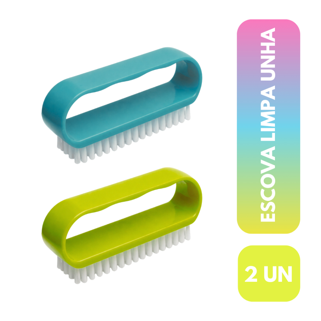 Kit 2 Escova Limpa Unhas Manicure Pedicure Higiene Pessoal Escovinha de Unhas Plástica Limpeza Mãos