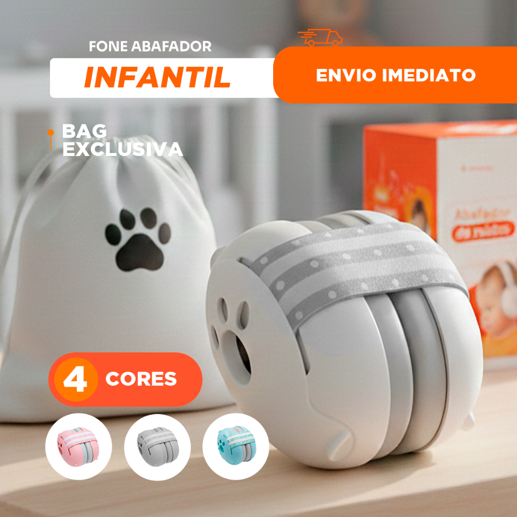 Abafador Protetor Ouvido Ruído Auricular Ajustável Dobrável Infantil Bebê Autismo Autista TEA Tdah Concha