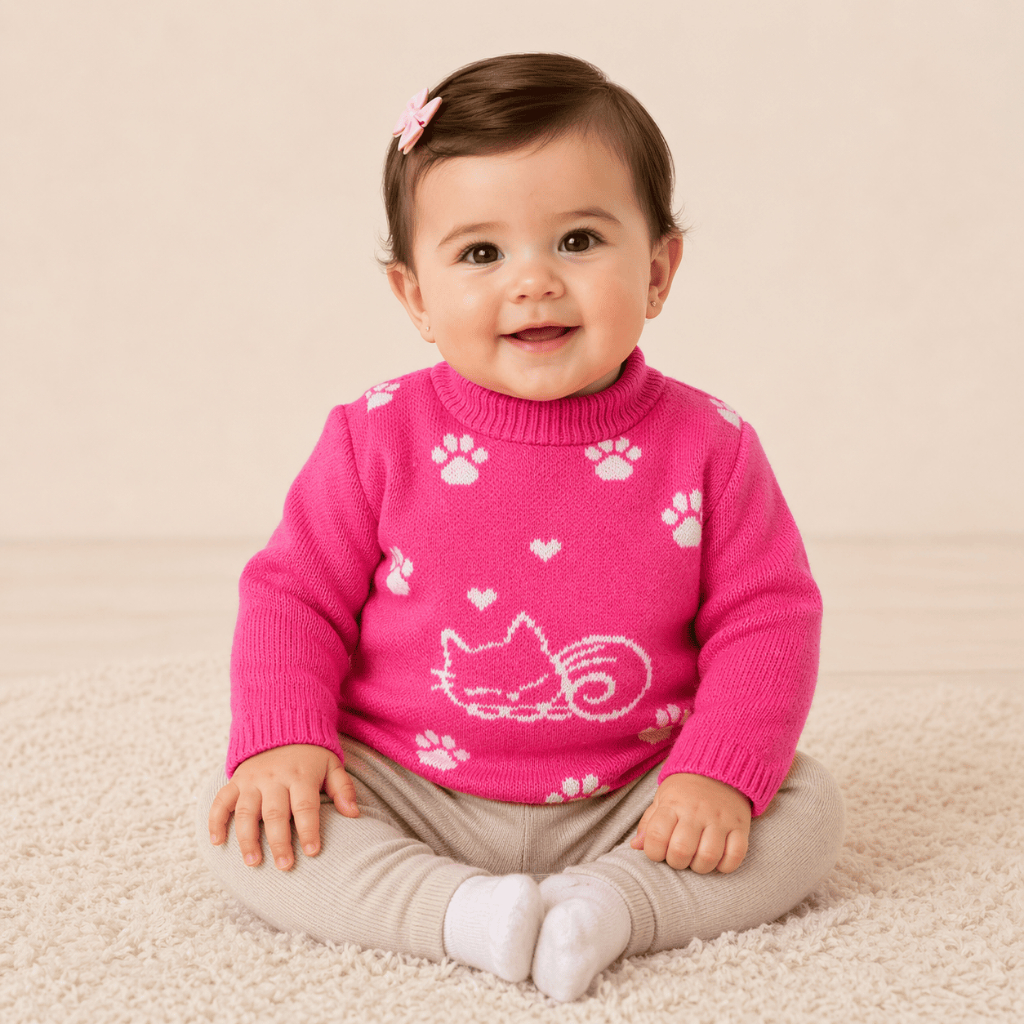 Blusa de Lã Bebê Menina Tricot de Qualidade