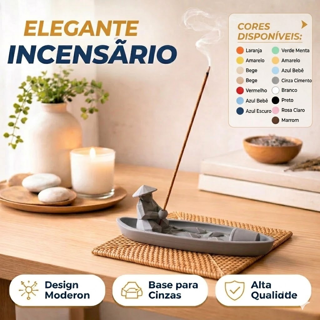 Porta Incenso Incensário Canoa, Barco, Pescador Preto Varias Cores Suporte Para Incenso Vareta Moderno Meditação