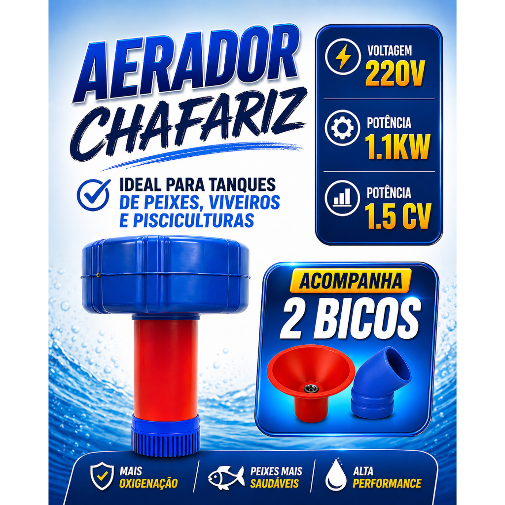 Aerador Chafariz Piscicultura 1.5cv 1.1kw