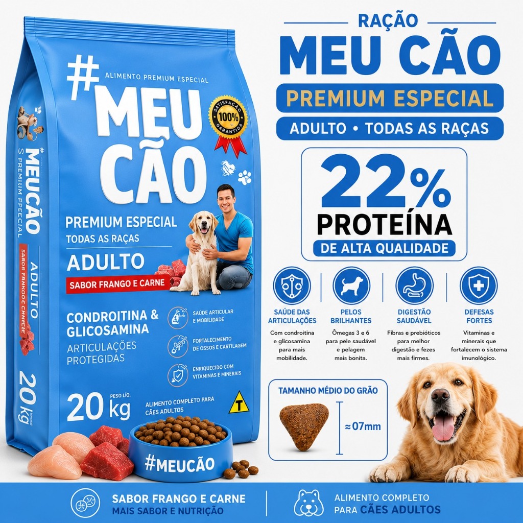 Ração Meu Cão 20kg Premium Special Sabor Frango Carne