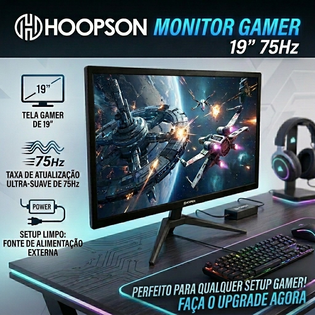 Monitor 19" Polegadas 75hz LED C/CABO HDMI, VGA Original Garantia Para PC Notebook Escritório Gamer