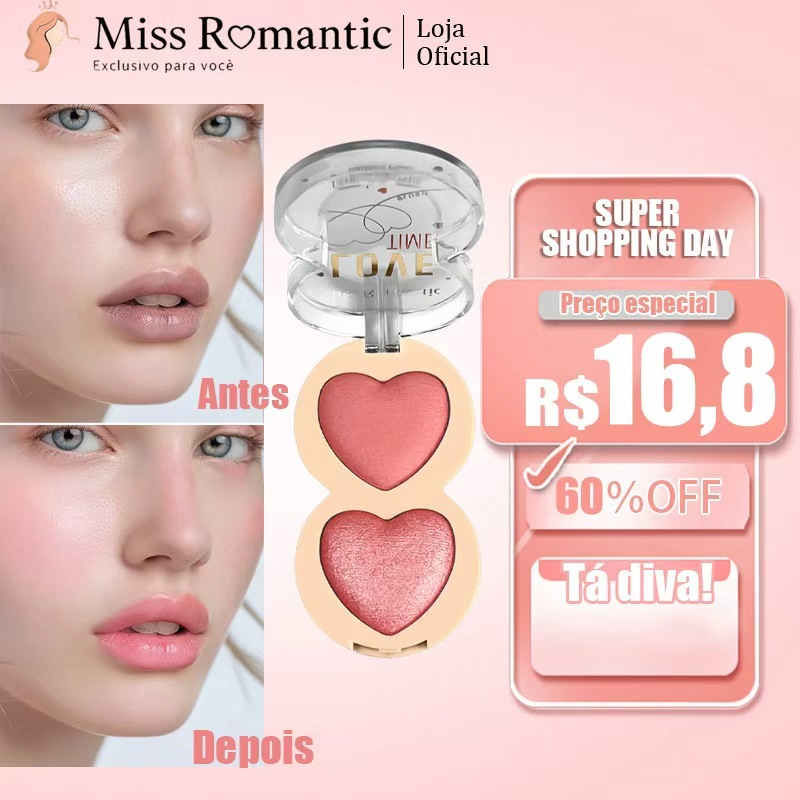 Blush Miss Romantic 4 Cores Paleta Kit Maquiagem Profissional Longa Duração Presente Frete Grátis