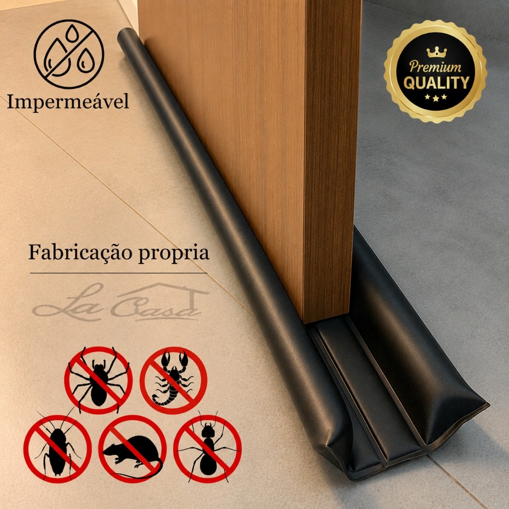 Protetor de porta Impermeável Rolinho 70cm 80cm Dupla Proteção Preto Marrom Cinza Branco