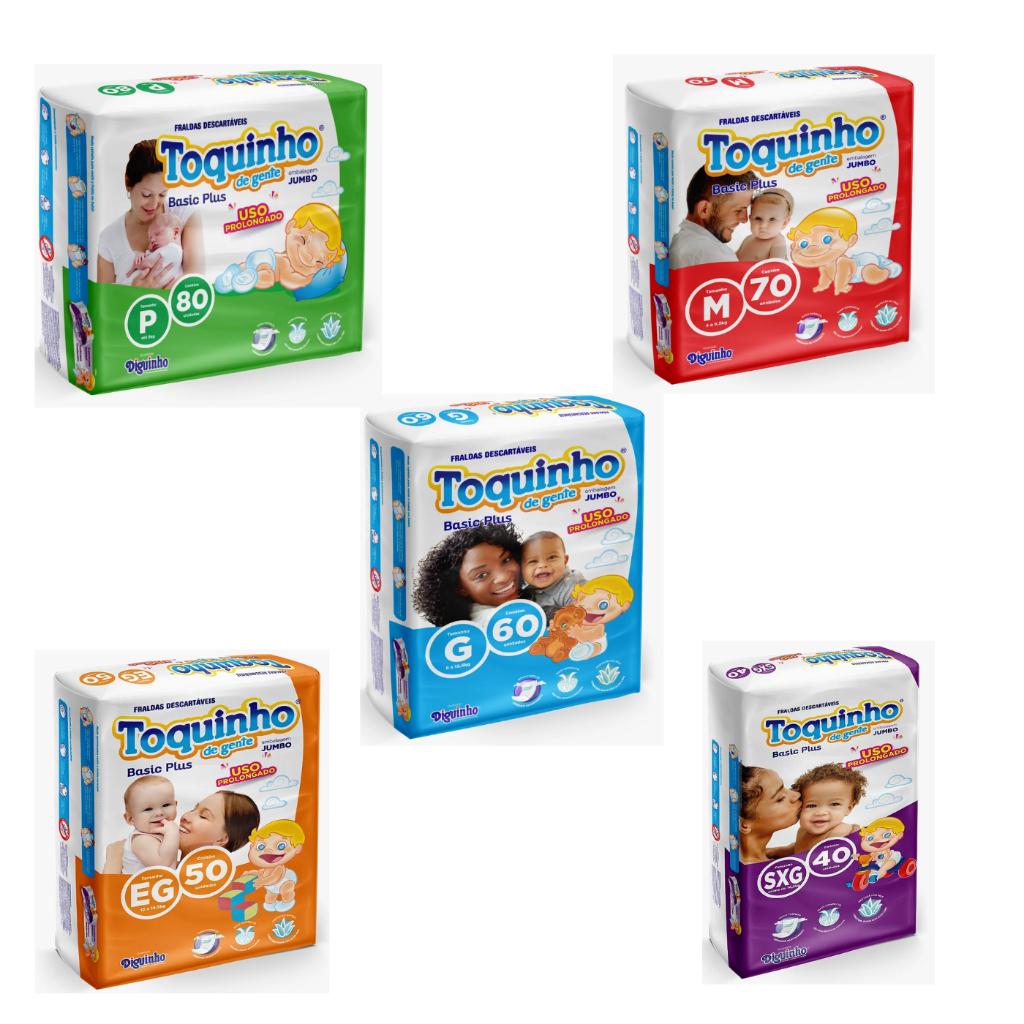 Fralda Toquinho Basic Plus Jumbo | Tamanhos P M G XG XXG | Proteção e Economia Garantida