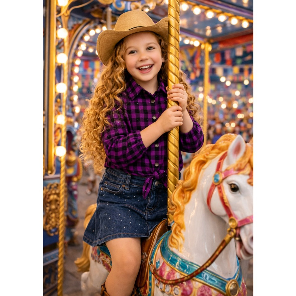 Camisa Xadrez com Brilho Festa Junina Menina Arraial Escola Julina