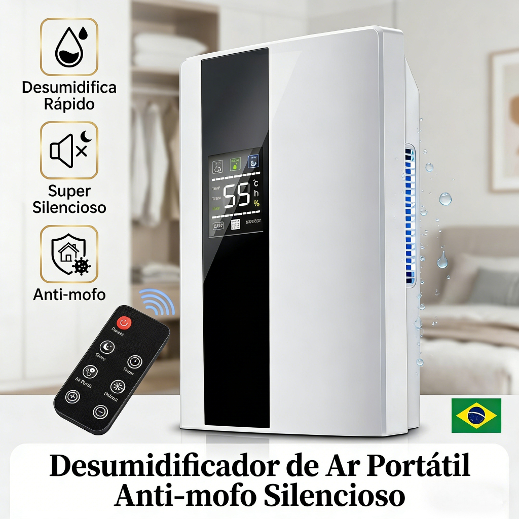 Desumidificador De Ar Ambiente Desumidificadores Eletrico Antimofo Portátil E Bivolt Operação Controle Remota Yesop