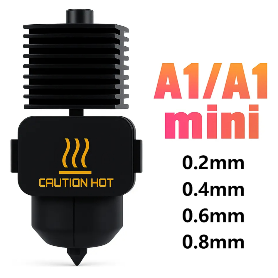 Kit hotend para bambu lab a1/a1 mini conjunto de extremidade quente de velocidade rápida 0.2/0.4/0.6/0.8mm bico de aço e